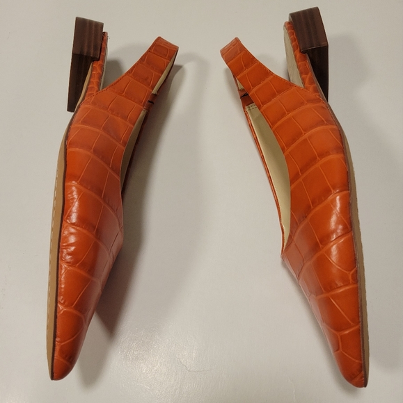 Vince Camuto Orange Croc-Embossed Flats - Picture 2 of 9